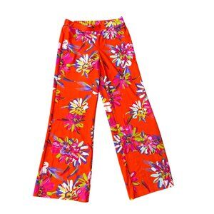 Jude Connally Trixie Jude Cloth Orange Tropical Floral Wide Leg Pull On Pants S